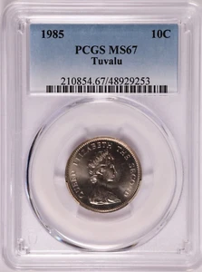 1985 Tuvalu 10 Cents - PCGS MS 67 - Picture 1 of 4