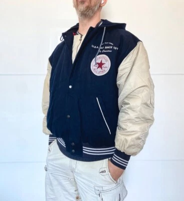 Converse All Star - teddy blouson en laine brodé - taille XL - Photo 1/4