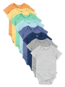 Baby Boy or Girl Gender Neutral Organic Cotton Short Sleeve Bodysuits, 8 Pack (N - Picture 1 of 6