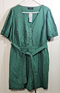 NWT - Lane Bryant Ladies Green Romper/Short/Size16/Eyelet Cloth/Lined/Button - Picture 1 of 9