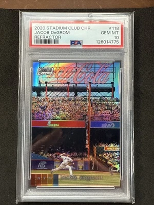 JACOB DEGROM REFRACTOR - 2020 Stadium Club Chrome #118 New York Mets PSA 10 SP - Image 1 of 2