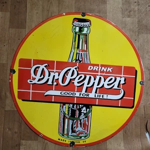 DR PEPPER PORCELAIN ENAMEL SIGN 28 X 28 INCHES - Picture 1 of 4