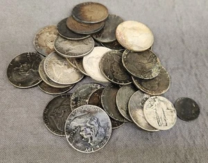 $13.35 FACE VALUE / 90% JUNK SILVER LOT / DARK FIRE DAMAGE / 9.61 ASW FINE AG - Picture 1 of 7
