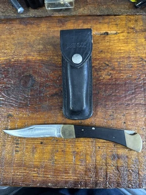 Vintage 110 Buck Knife / Two Line Inverted Logo Buck Folding Knife With Case - Image 1 of 4