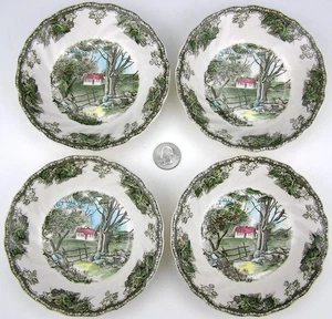 4 Johnson Brothers FRIENDLY VILLAGE 5" Diam. Berry / Fruit Bowls MADE IN ENGLAND - Picture 1 of 4