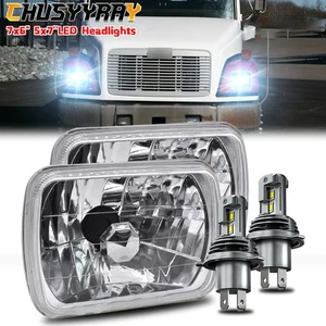 Fit Freightliner FL50 FL60 FL70 FL80 MT35 MT45 MT55 Pair 7x6" 5x7 Led Headlights - Picture 1 of 18