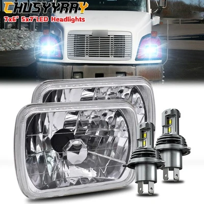 Par de faros LED Fit Freightliner FL50 FL60 FL70 FL80 MT35 MT45 MT55 7x6" 5x7 Foto 1 de 4
