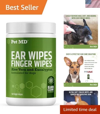 Dog Ear Cleaning Finger Wipes - Aloe & Eucalyptus Oil - 50 Count for Healthy ... - Image 1 of 4