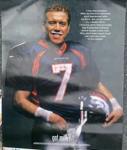 RARE VINTAGE LOT OF 2 GOT MILK POSTERS JOHN ELWAY TERRELL DAVIS DENVER BRONCOS G - Picture 1 of 2