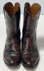 Lucchese Men's Dark Brown Glossy Round Toe Cowboy Boots Size-10.5EE - Picture 1 of 7