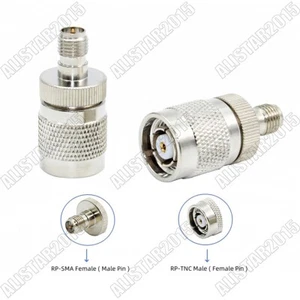 1x Conector adaptador RP-SMA hembra (pin macho) a RP-TNC macho (pin hembra) - Imagen 1 de 5