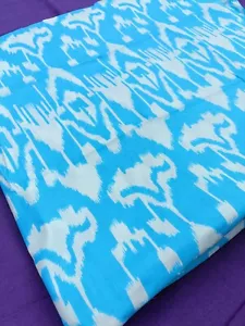 Handmade Sewing Dress Material Cotton Indian Fabric Cloth Blue Ikat 1 Yards - Picture 1 of 9