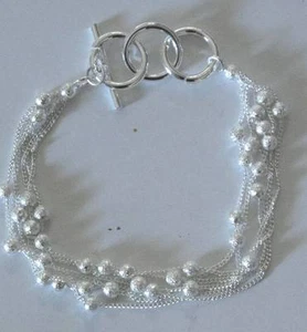 Silver-Plated Beads Chain Bracelet Adjustable 7 - 8 inches - Picture 1 of 2