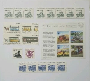 19x Transportation Stamps Lot +page Locomotive Cab Wagon Railway Streetcar 2-23c - Picture 1 of 7