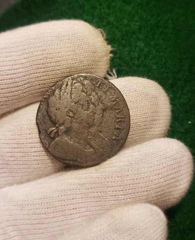 1694 William & Mary Half Penny Early English Coin Of Colonial Times Cover
