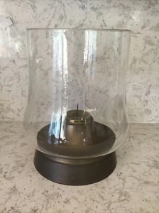 Vintage spanische Glas und Messing Tischplatte Hurrikan Kerzenhalter 12 Zoll hoch - Bild 1 von 6