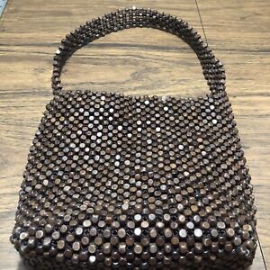 The SAK Vintage Wooden Boho Chic Beaded Handbag Shoulder Bag Purse Elliot Lucca