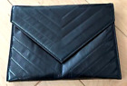 Yves Saint Laurent Black YSL Leather Clutch Bag V stitch Vintage Very good