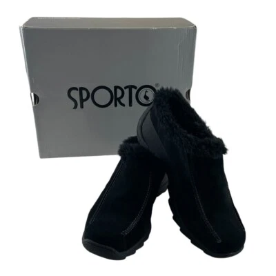 NWB Sporto Booties Womens 9M Black Leather Suede Slip On Ankle Boots Lined - Image 1 of 4