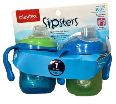 Playtex Sipsters - пролить доказательство мягкий носик тренировочные чашки - этап 1-4 м + 6 унций новый!!! - Изображение 1 из 4