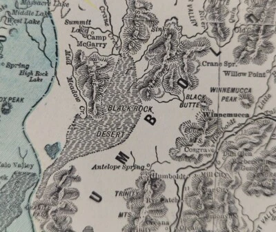 Mapa NEVADA 1901 11"x14" Antiguo Original RENO BLACK ROCK DESERT NV De colección Foto 1 de 4