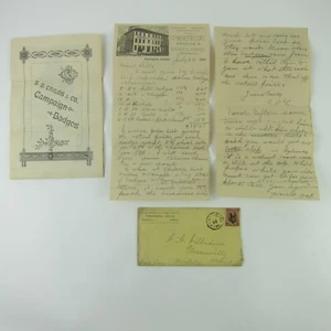 1884 Commercial House Huntington Indiana Letterhead SD Childs Co Badges Ad Lot - Picture 1 of 15