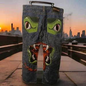 Vintage Parish Pants Denim Mens Sz 40 Face Mask Print 2009 RN 119972 - Picture 1 of 17