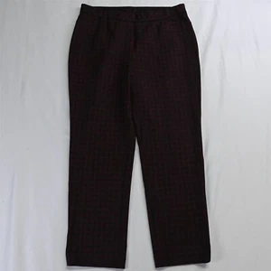 Women's J.Jill Medium Petite Red Check Plaid Ponte Slim Leg Pull On Dress Pants - Picture 1 of 5