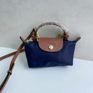 Longchamp Le Pliage XS NAVY-BROWN Shoulder Mini Bag W8in Outlet unused - Picture 1 of 8