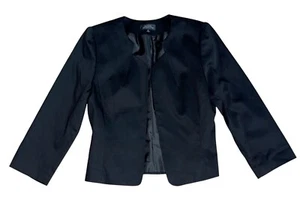 Tahari Womens Size 4 Black Cropped Open Front Blazer Suit Jacket - Picture 1 of 9