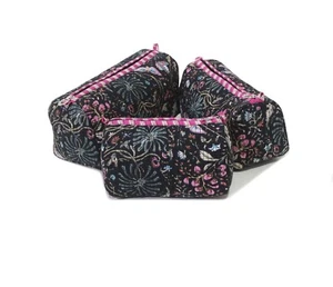 Juego de 3 bolsas de aseo acolchadas de algodón para mujer bolsa de almacenamiento de maquillaje con cremallera - Imagen 1 de 5