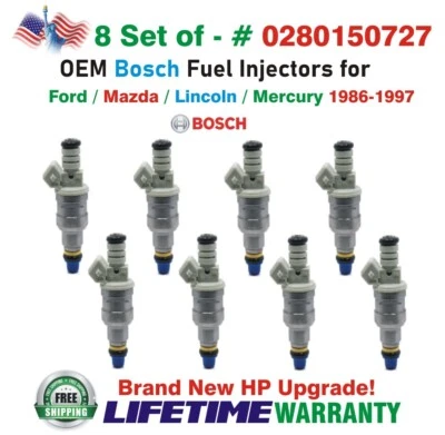 NEW Bosch x8 HP Upgrade OEM Fuel Injectors for 1986-1997 MERCURY/FORD/LINCOLN - Image 1 of 4