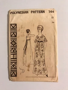 Polynesian Pattern 144 Vintage 60s Sewing Pattern Scoop Neck Hawaiian Maxi Dress - Picture 1 of 12