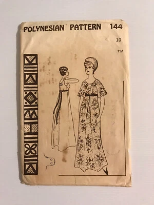 Polynesian Pattern 144 Vintage 60s Sewing Pattern Scoop Neck Hawaiian Maxi Dress - Image 1 of 4