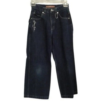 Sean John Size 8 Boys Wide Leg Blue Denim Jeans Y2K 1990s Fashion Vintage - Image 1 of 4