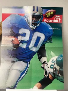 1997 Topps NFL Football Poster Advertisement Barry Sanders - Picture 1 of 2