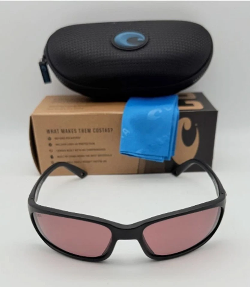 NUEVO Gafas de sol polarizadas Costa Del Mar BRINE II negro mate/vidrio rosa 580G Foto 1 de 1