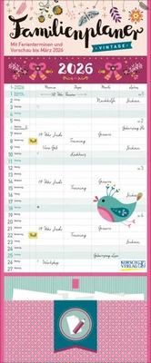 KORSCH VERLAG GMBH Familienplaner Vintage Zetteltasche 2026 | Verlag Korsch | Kalender | 14 S.