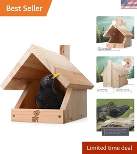 Nachhaltiger Vogelhaus Nistkasten aus Holz für Amseln und Bachstelzen - Natur - Bild 1 von 9