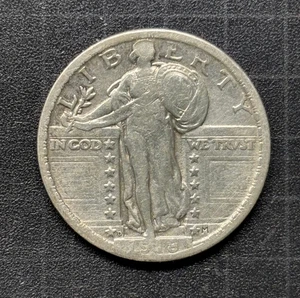 1918 D Silbermünze STANDING LIBERTY QUARTER 25c US-Typ HÖHERE QUALITÄT Eye Appeal - Bild 1 von 5