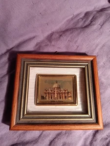 Miniature Vintage Framed Picture Of Roma S. Pietro - Picture 1 of 2