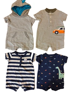 Carters Baby Boy Rompers 3 Months Summer Clothes Lot Outfits Shorts Car Baseball - Picture 1 of 10