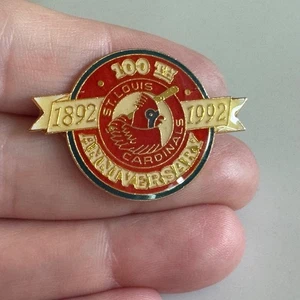 Vtg 1992 St. Louis Cardinals 100th Anniversary 1892–1992 MLB Enamel Lapel Pin - Picture 1 of 3