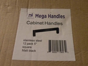 Mega Handles 12 Pack Cabinet Pulls 5" Stainless Steel Matte Black Kitchen ... - Picture 1 of 4