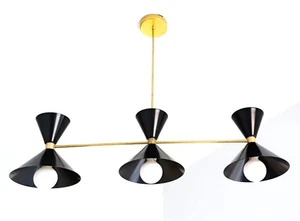 Mid Century Modern light Italian Sputnik Chandelier 3-Black Shades Elegant Lamp - Picture 1 of 4