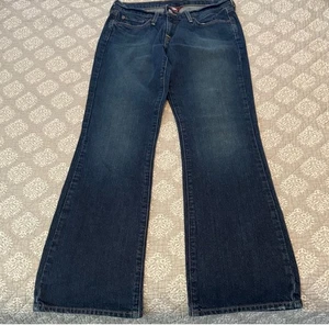Pantalones de mezclilla Lucky Brand Bootcut lavado oscuro talla 6 Sweet N peto bajo - Imagen 1 de 4