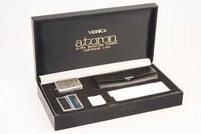 Yashica Atoron Ultra Miniature Camera Original Box Case Flash & Filters V25 - Image 1 of 4