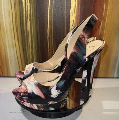 Jessica Simpson Sabella Floral Slingback Platform Heels Size 6.5M - Image 1 of 4
