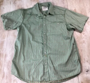 Mountain Khaki Green Plaid Short Sleeve Button Down Shirt Men’s Large Cotton - Picture 1 of 7