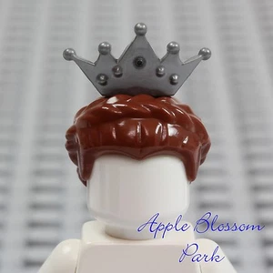 NEW Lego Female Princess BROWN QUEEN HAIR Castle Girl Braid w/Silver Tiara Crown - Picture 1 of 2